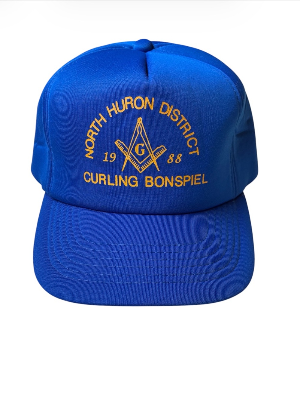 Men's Vintage 1988 Blue North Huron County District Curling Bonspiel Ontario Hat